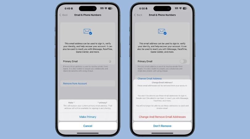 东海苹果手机维修分享苹果 iOS 18.1 支持设置“主要”邮箱地址并更改 iCloud 邮箱 