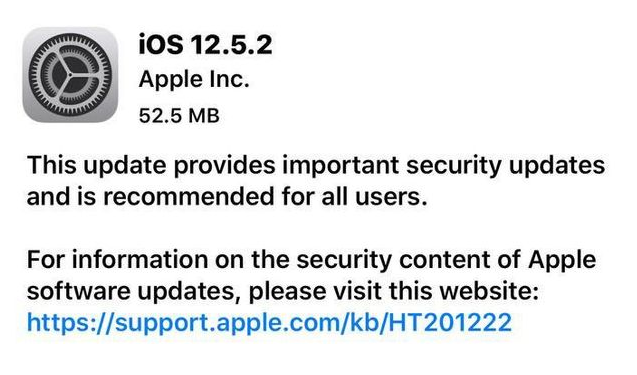 东海苹果手机维修分享iOS12.5.2发布，建议所有老苹果用户安装 